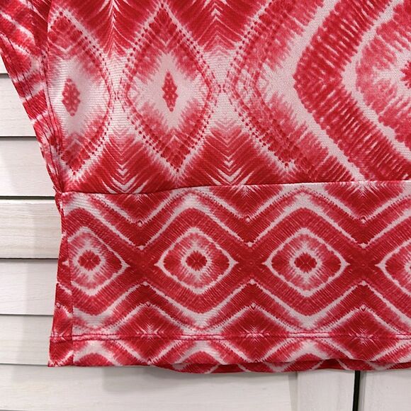 Chico’s Top Size 1 Medium Red Tie Dye Boxy Flowy - Picture 9 of 14